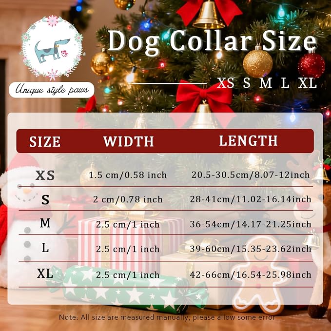 Christmas Dog Collar, Unique Style Paws Red Green Grids Dog Collar - Image 6