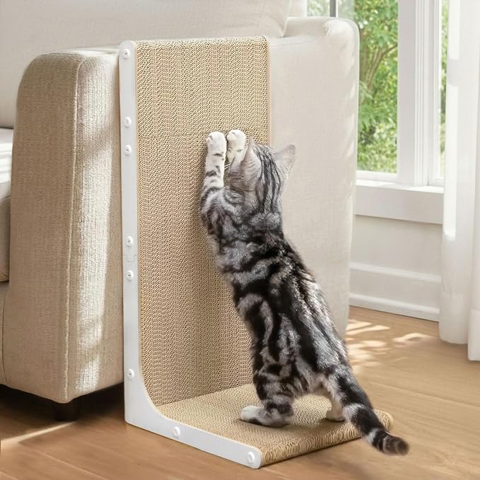 Cat Scratcher Lounge, 23 Inch L-Shaped Cat Scratch Pad, Vertical & Horizontal by Conlun