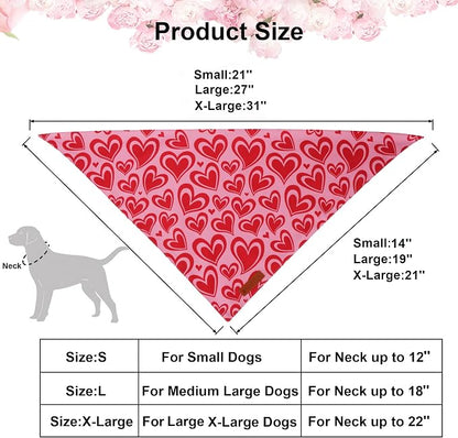 ADOGGYGO Valentine Dog Bandanas 2 Pack, Reversible Heart Love Print Puppy Scarf - Image 4