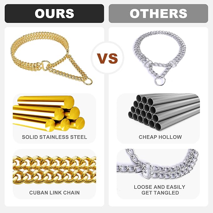 Gold Dog Chain Collar Stainless Steel 18K Gold Collar Adjustable Walking - Image 3