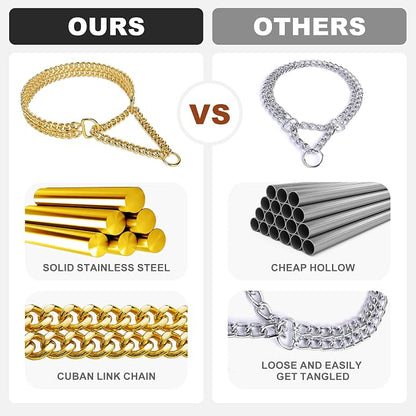 Gold Dog Chain Collar Stainless Steel 18K Gold Collar Adjustable Walking - Image 3