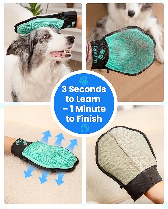 Pet Hair Removal Glove for Dogs & Cats, 2-in-1 Double-Sided Pet Grooming Glove - Image 4