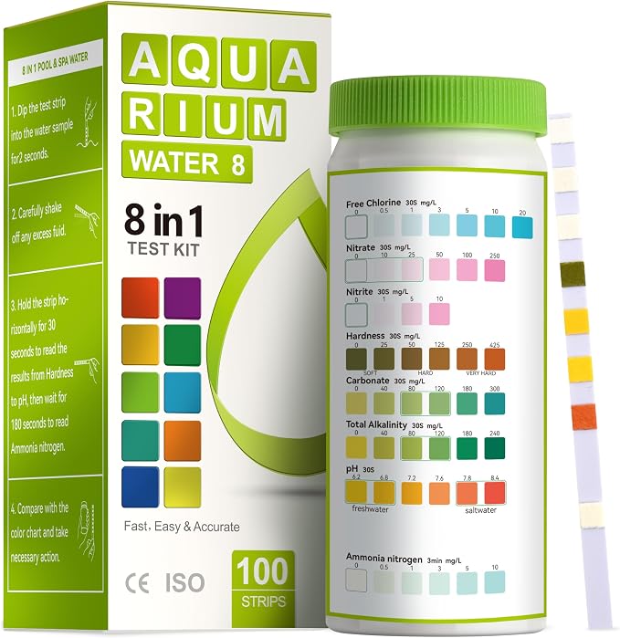 AAwipes Aquarium Ammonia Test Strips 8-in-1 |100 Strips | Quick & Accurate by AAWipes