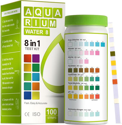 AAwipes Aquarium Ammonia Test Strips 8-in-1 |100 Strips | Quick & Accurate by AAWipes