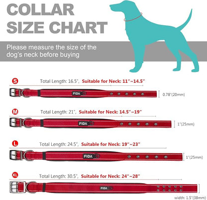 Fida Heavy Duty Dog Collar 1.5” Width, Ultra Soft Neoprene Padded, Adjustable - Image 6
