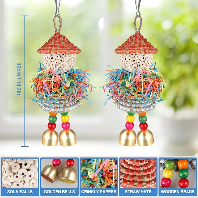 BBjinronjy 2PCS Bird Toys Parrot Foraging Shredder Hanging Toys Sola Balls - Image 6