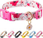 Cotton Dog Collar Light Pink Flower Pattern by Raisingwell