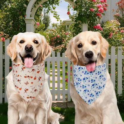 Spring Dog Bandanas Large 2PCS, 4 Pattern Summer Floral Scarf - Image 4