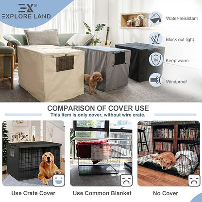 Explore Land Dog Crate Cover Heavy Duty Polyester Pet Kennel Sunshade Universal - Image 4
