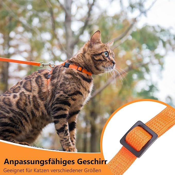 PUPTECK Adjustable Cat Harness and Leash Set Escape Proof Kitten Strap Collar - Image 4