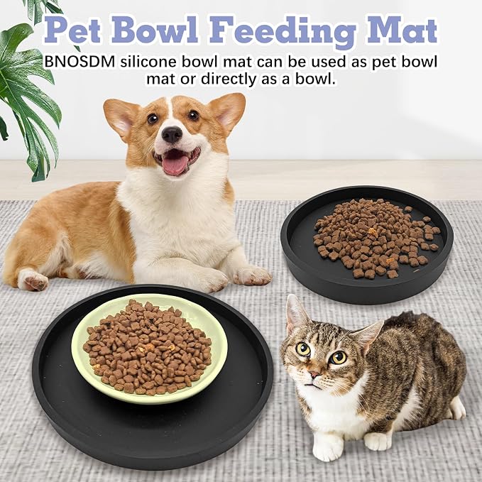 BNOSDM 2 Pack Cat Feeding Mat Pet Silicone Food Mat Black Dog Feeding Mats - Image 7