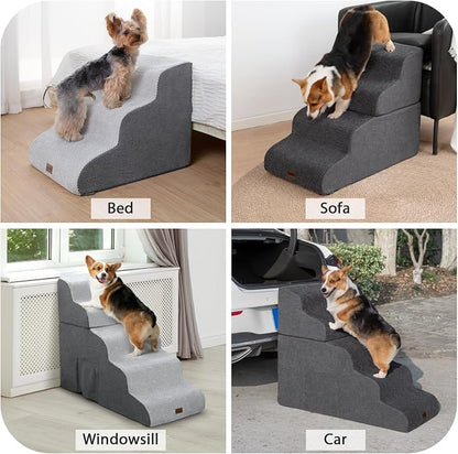 Dog Stairs for High Beds, 4-Step Dog Steps for Small Dogs and Cats, Foldable - Image 5