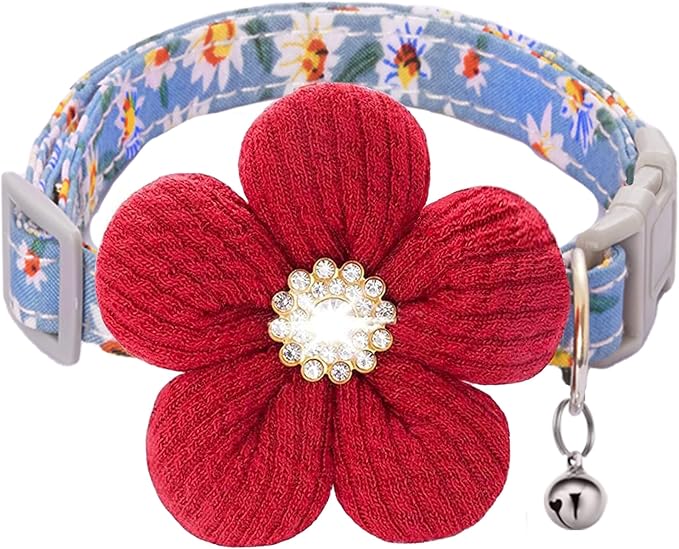 Medium Dog Collar with Flower, Dog Collars by COZIRAE