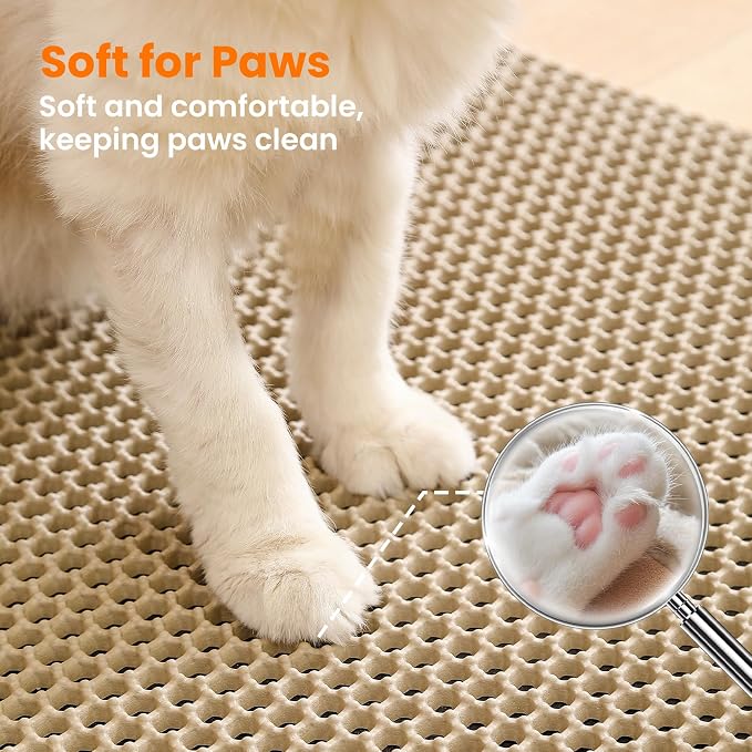 Small Cat Litter Mat, 20x14’’ Double Layer Honeycomb Cat Litter Box Mat - Image 6