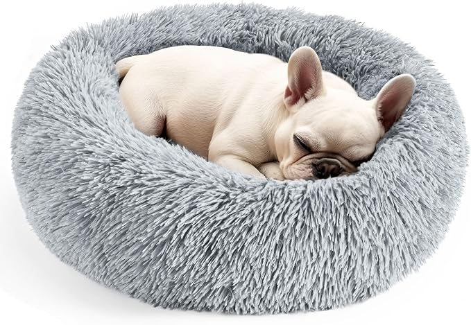 Dogs Bed for Small Dogs, Anti-Anxiety Washable Round Bed by Hoewina