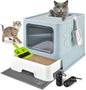 Cat Litter Box with Litter Mat, Foldable Extra Large Free in and Out/One-Way by HOMAGICO