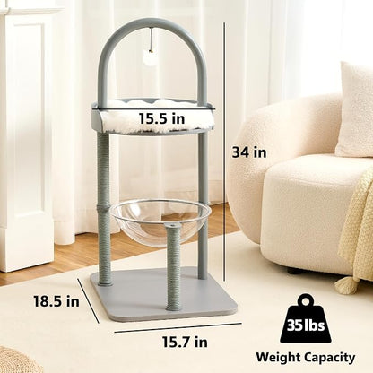 Modern Cat Tree Tower for Indoor Cats up to 12lbs, Wood Cat Bed - Image 7