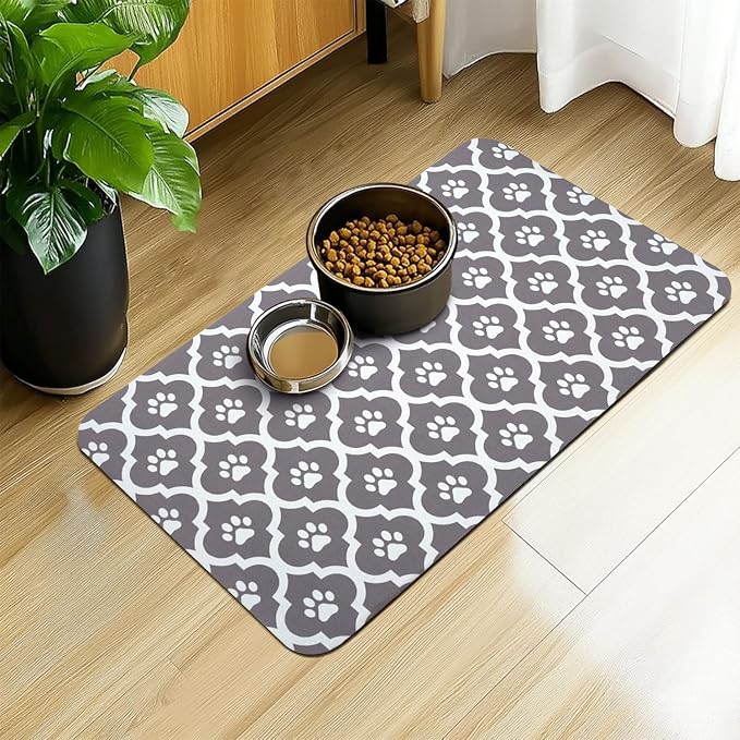 Dog Food Mat 16X24 Inch Pet Feeding Absorbent Mats by Xspatroias
