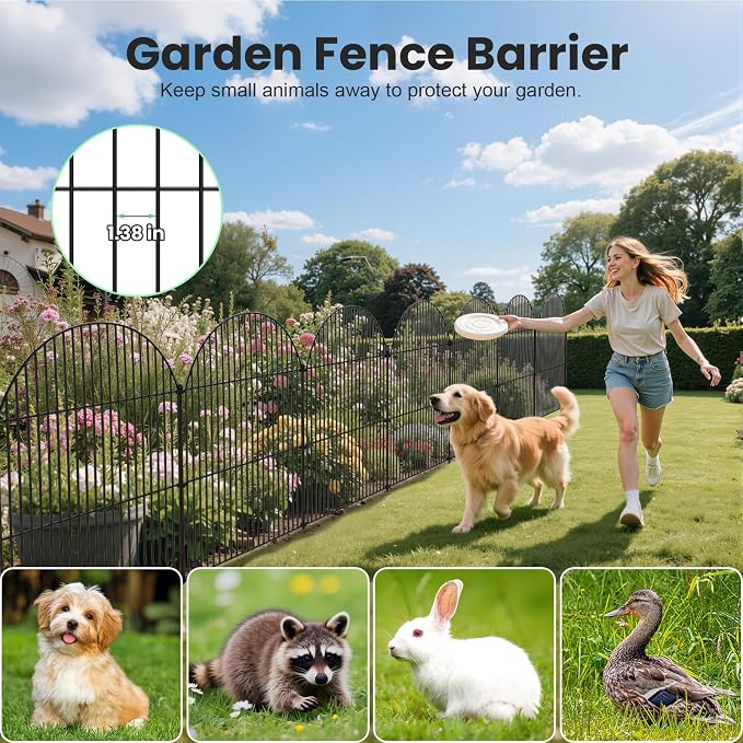 10Pcs No Dig Garden Fence, 40in/24ft Rustproof Metal Dog Fence Outdoor - Image 4