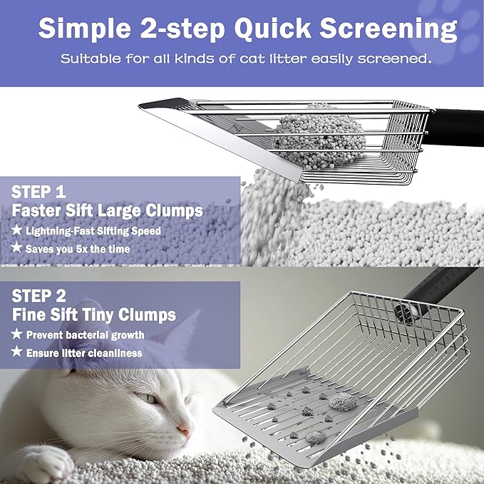 Cat Litter Scooper with Holder, Metal Litter Scoop Includes Portable Small - Image 4