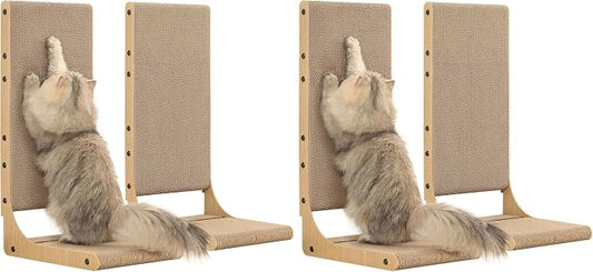 Zakkart 4-Pack Cat Scratching Board, 25.6'' Tall Cardboard L Shape Vertical Cat by Zakkart
