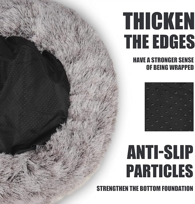 ShinHye Cat Bed Round Plush Fluffy Hooded Cat Bed Cave, Cozy - Image 4