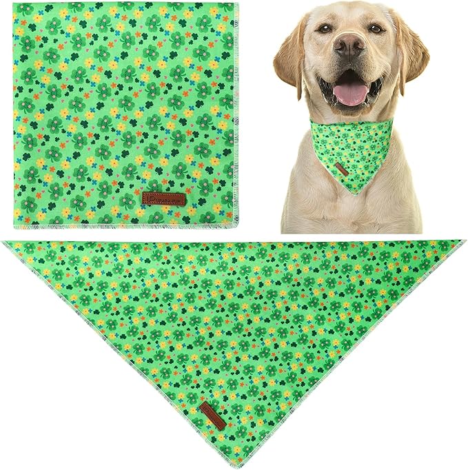 St. Patrick's Dog Bandana, Shamrock Triangle Bid Scarf - Image 2