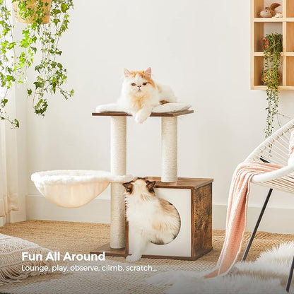 FEANDREA Small Cat Tree for Kittens, Modern Cat Tower for Indoor Cats, Cat Condo - Image 3