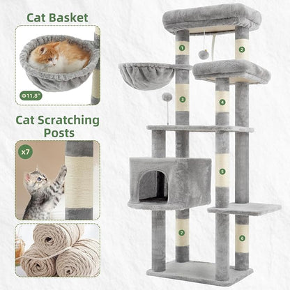 Cat Tree for Indoor Cats, 55.1 inch Cat Tower - Image 5