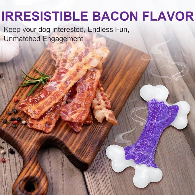 Tough Dog Chew Toys for Aggressive Chewers Large Medium Breed Bacon Flavor - Image 5
