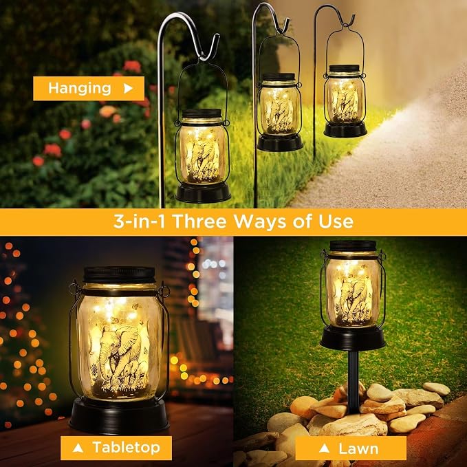 kyoryuger Elephant Gifts for Women/Men Elephant Lovers Solar Lantern Mom - Image 5