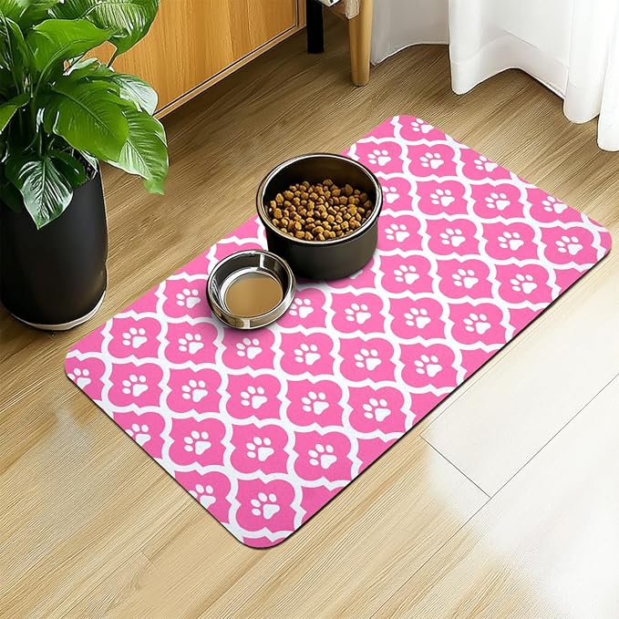 Dog Food Mat 24X32 Inch Pet Feeding Absorbent Mats by Xspatroias