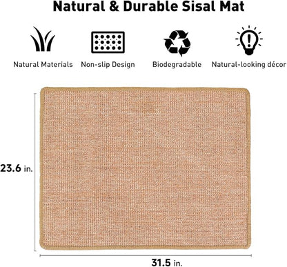 FUKUMARU Cat Scratcher Mat, 23.6 X 31.5 Inch Natural Sisal Cat Scratch Mats - Image 2