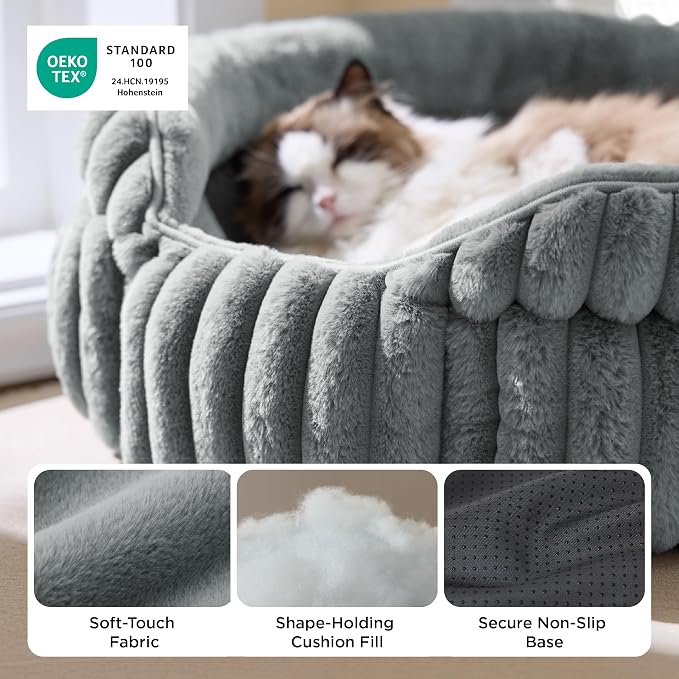 Bedsure ComfyFleece™ Cat Bed, Washable Round Cute Cat Beds - Image 3