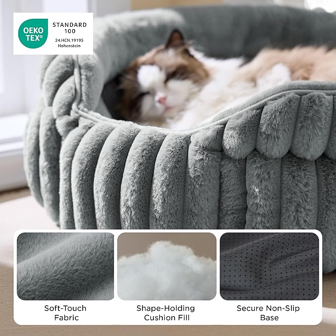 Bedsure ComfyFleece™ Small Cat Bed, Washable Round Cute Pet Beds - Image 3