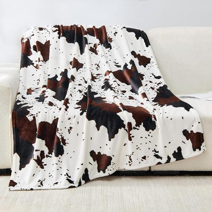 Bnuitland Cow Printed Fleece Flannel Throw Blanket, 300 GSM Double Sided Fuzzy by BNUITLAND