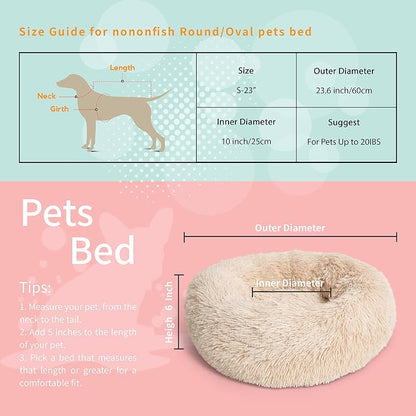 Calming Donut Dogs Beds for Small Dogs Washable, 23inch Plush Round Pet Bed for - Image 2