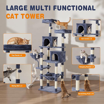 Sweetcrispy 71 inch Cat Tree Tower, Large Multi Level Cat Climbing Tower - Image 3