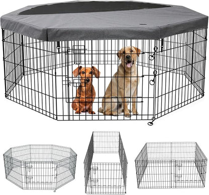 PETIME Foldable Metal Dog Exercise Pen/Pet Puppy Playpen Kennels Yard Fence by PETIME