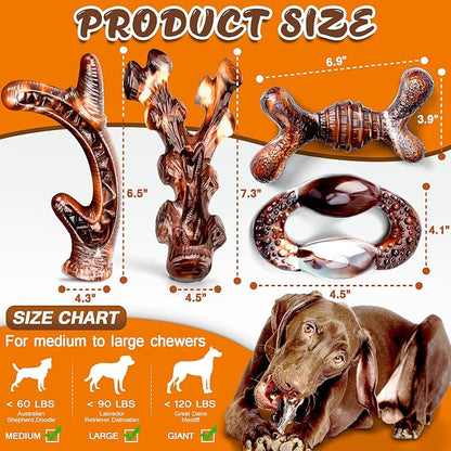 Dog Chew Toys for Aggressive Chewers 4 Pack, Indestructible Dog Toys, Bacon - Image 6