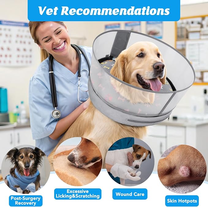 Inflatable Dog Cone with Anti-Licking Clear Shield, Protective Dog Donut Collar - Image 5