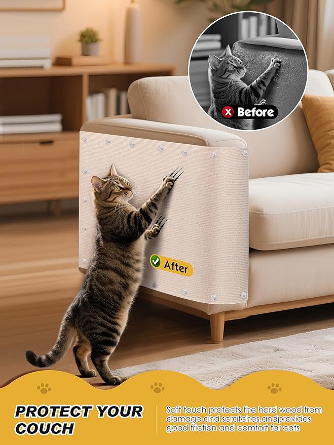 78.7"x15.8" Cat Scratch Mat, Trimmable Self-Adhesive Carpet, DIY Climb Cat - Image 2