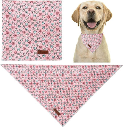 Valentine Dog Bandana, Cotton Pet Kerchief - Image 2