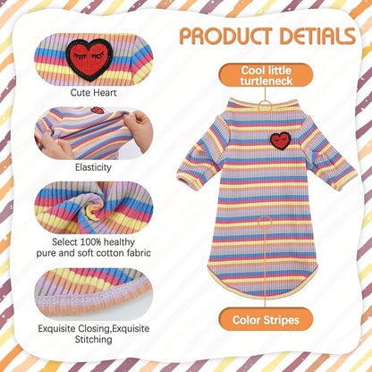 DENTRUN Hairless Cats Shirt Breathable Cat Daily Wear Clothes Stripe Vest - Image 4