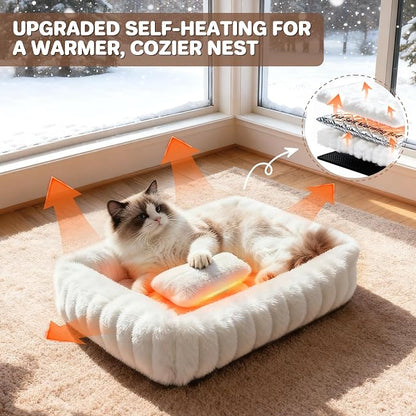Cat Beds for Indoor Cats, Square Self Warming Cat Bed Orthopedic Pet Bed - Image 2