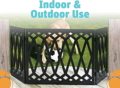 Etna 3-Panel Diamond Design Wood Pet Gate - Image 4
