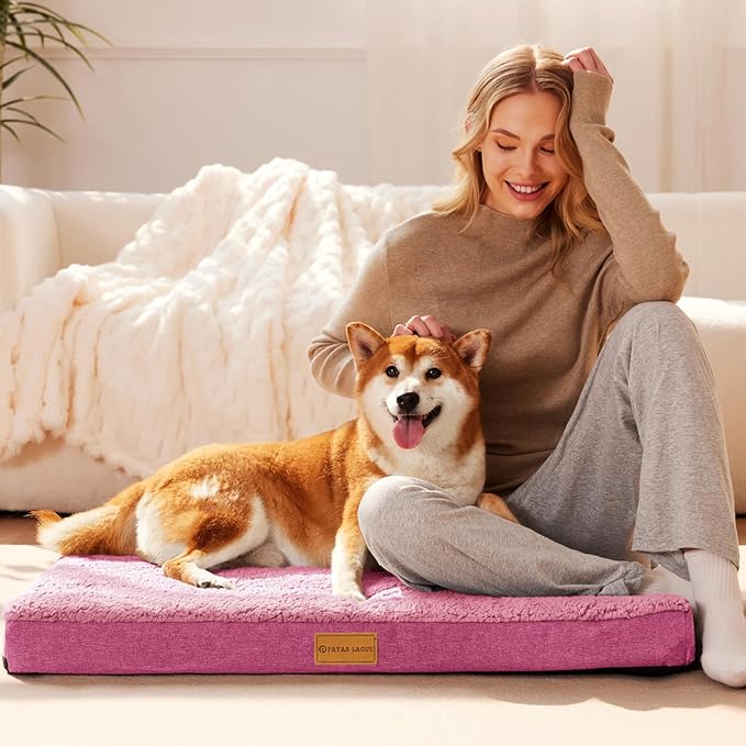 Patas Lague Orthopedic Dog Bed Large Sized Dog 36''X24'', Soft Waterproof Egg - Image 2
