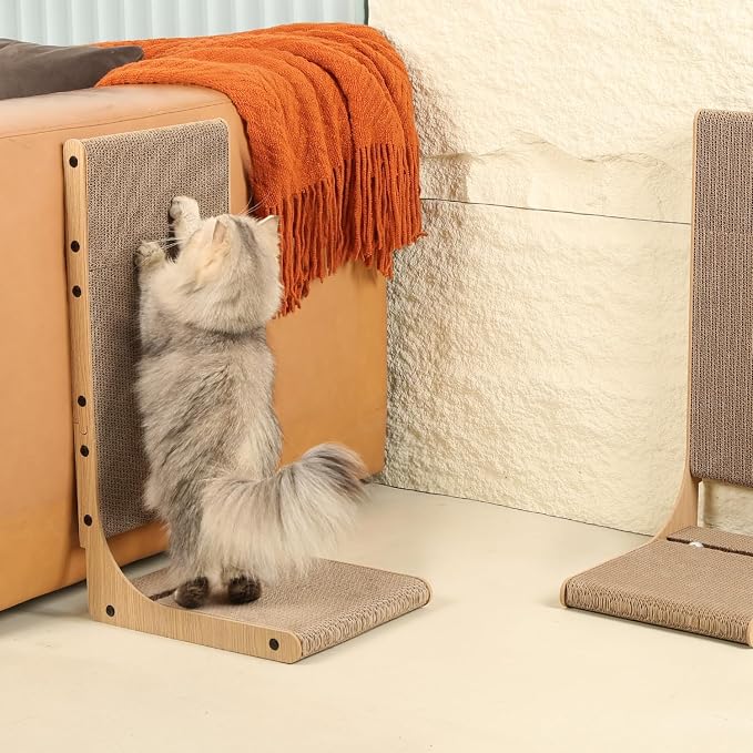 Zakkart 4-Pack Cat Scratching Board, 25.6'' Tall Cardboard L Shape Vertical Cat - Image 6