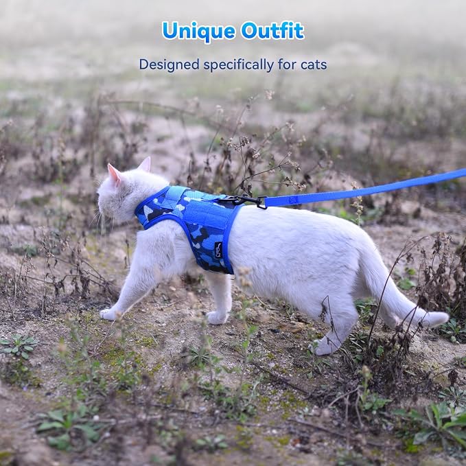 Tactical Cat Harness and Leash for Walking Escape Proof Breathable Mesh Fabric - Image 6
