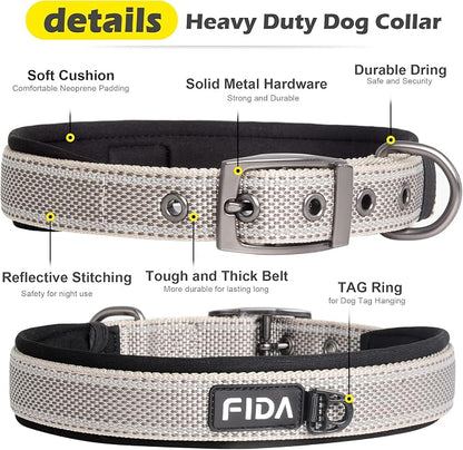 Fida Heavy Duty Dog Collar, Ultra Comfortable Soft Neoprene Padded, Adjustable - Image 3